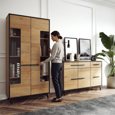 Design dressers cabinet furniture wood luxury living wall sideboard display cabinet 2-piece set