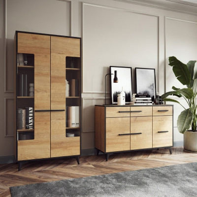 Design dressers cabinet furniture wood luxury living wall sideboard display cabinet 2-piece set