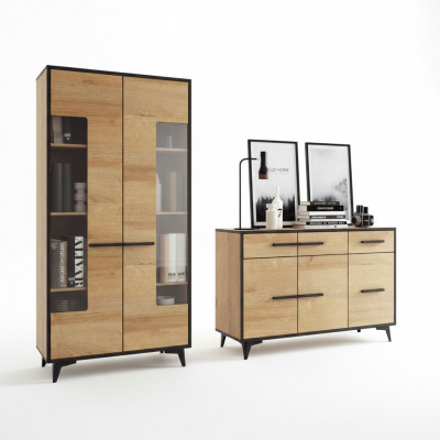 Design dressers cabinet furniture wood luxury living wall sideboard display cabinet 2-piece set