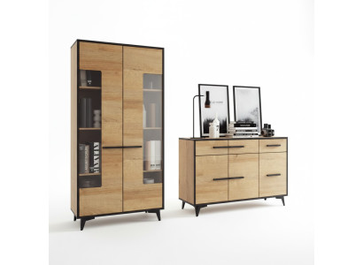 Design dressers cabinet furniture wood luxury living wall sideboard display cabinet 2-piece set