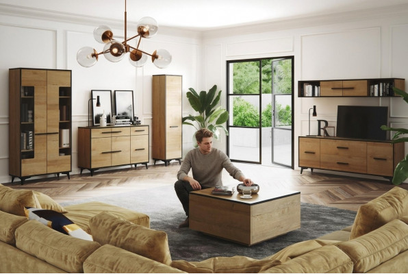 Dresser Cabinet TV Stand Shelf Living Room 6-piece Furniture Wall Unit Living Room Walls Set