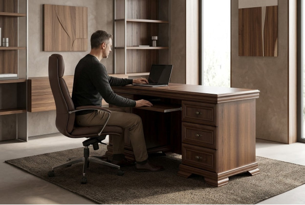 Tables Office Handcrafted Solid Wood Furniture Wood Office Desk Classic Table