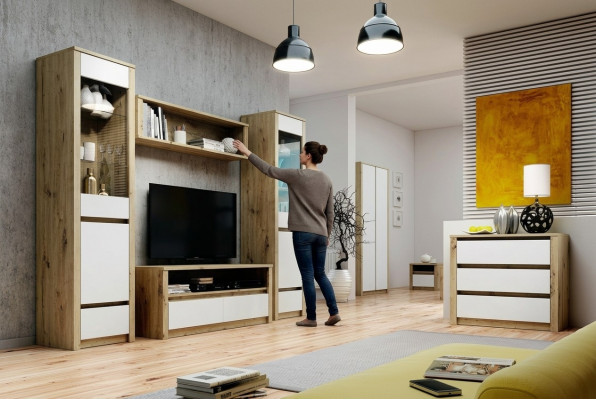 Design Living Room Set Display Cabinet 2x Sideboard Wall Unit Wall Shelf Cabinet 4-piece.