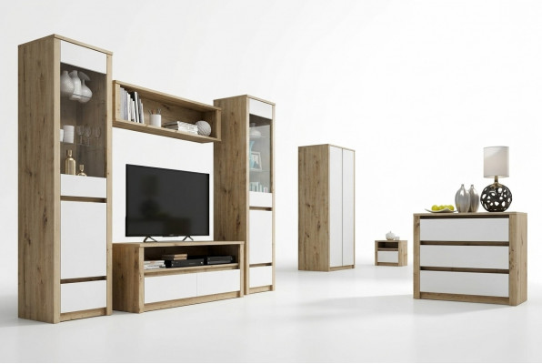 Design Living Room Set Display Cabinet 2x Sideboard Wall Unit Wall Shelf Cabinet 4-piece.