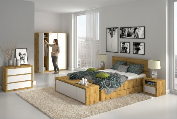 Design bedroom luxury bed nightstand dresser 6-piece bedroom set hotel