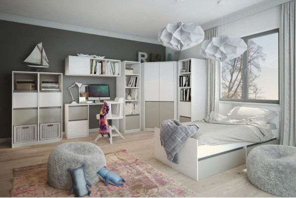 Children's room youth room set bed wardrobe closet desk new 7-piece