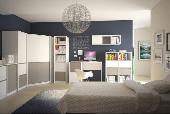 Children's Youth Bedroom Complete Wardrobe Corner Cabinet Computer Desk 7-piece set