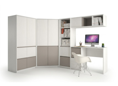 Children's Youth Bedroom Complete Wardrobe Corner Cabinet Computer Desk 7-piece set