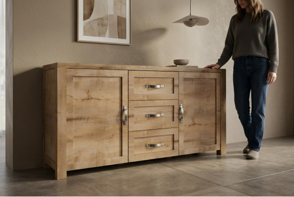 Buffet Sideboard Cabinet Wood Handmade Wood Country Style Sideboards Cabinets 2-piece.