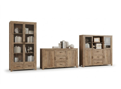 Living room furniture set designer living room bookcase chest of drawers display cabinet 3 pieces. New