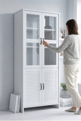 Wood glass cabinet display cabinets white country-style tall cabinet display cabinet