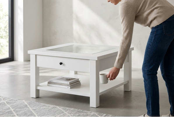 Wood coffee tables made from solid wood, living room furniture, 93x93 cm, solid tables