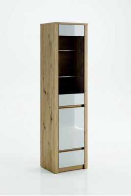 Handcrafted wardrobe made of solid wood, glass display cabinet, wooden cabinet, living room