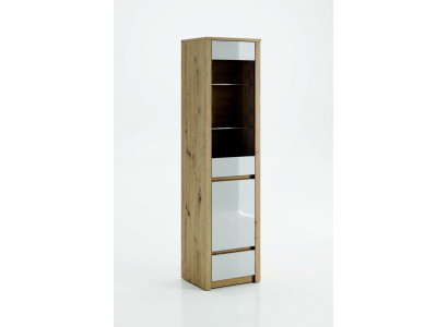 Handcrafted wardrobe made of solid wood, glass display cabinet, wooden cabinet, living room