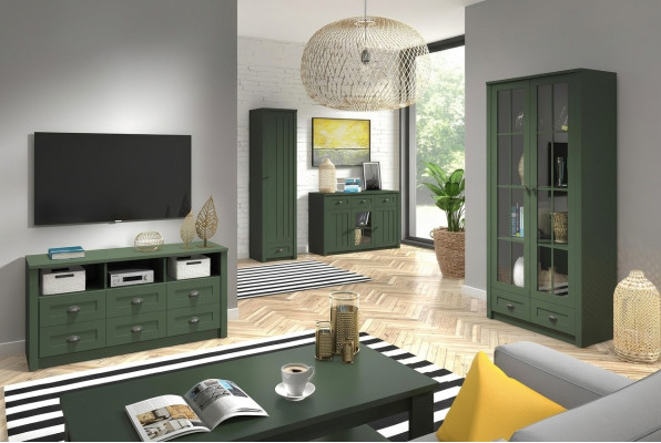 Living room complete set country house furniture set 5-piece. Wood wall unit sideboard table