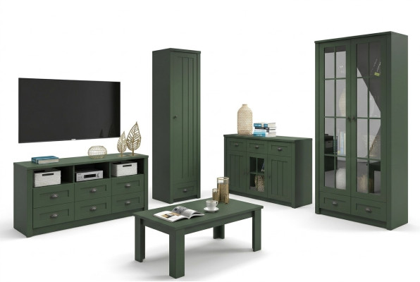 Living room complete set country house furniture set 5-piece. Wood wall unit sideboard table