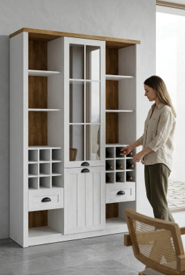 Showcase Glass Bar Cabinet House Book Cabinets Wall Shelf Wood Display Case Furniture XXL