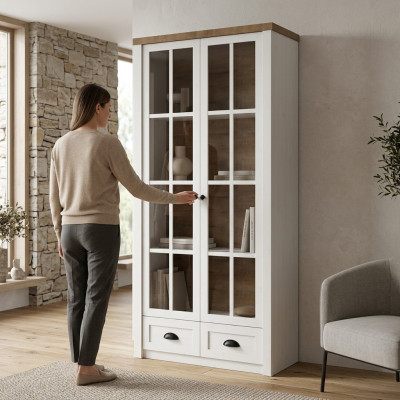 Classic Glass Bar Wood Cabinet Display Cabinet Showcase Living Room