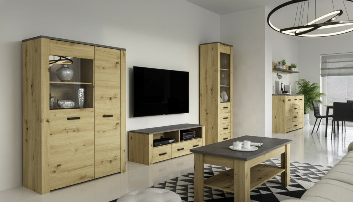 Living room sideboard 2x display cabinet 3-piece. New wall unit living room furniture set designer