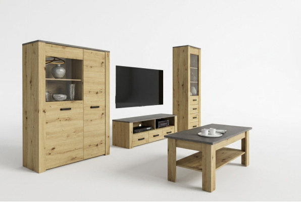 Living room sideboard 2x display cabinet 3-piece. New wall unit living room furniture set designer