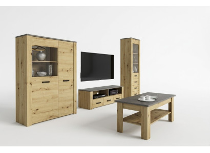 Living room sideboard 2x display cabinet 3-piece. New wall unit living room furniture set designer