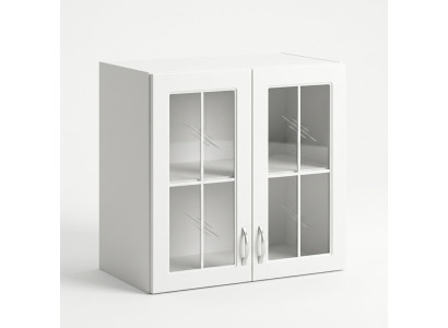 Classic design of the hanging cabinet made of wood and glass.
