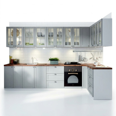 Built-in kitchen design, kitchen glass cabinets, base cabinets, custom wood design.
