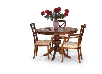 Design dining room round table set, 4-piece set, Italian furniture complete.
