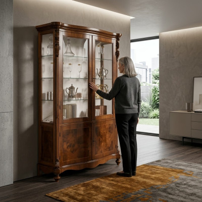 Luxury cabinet wood furniture cabinets showcase shelf filing cabinet glass cabinet antique