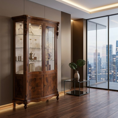 Luxury cabinet wood furniture cabinets showcase shelf filing cabinet glass cabinet antique