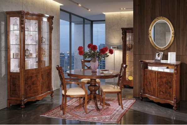 Luxury Dining Room Set 6-Piece Wood Furniture Sideboard 3x Chair Table Display Cabinet New