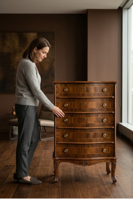 Modern chest of drawers in brown - 5-drawer bedroom cabinet versatile new