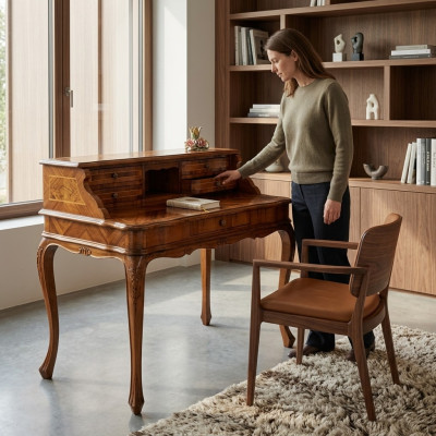 Office furniture, work desk, brown desk, secretary desk, computer desk, table, tables
