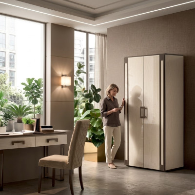 Wardrobe Bedroom Wood Cabinet Modern Style Cabinets Multi-Purpose Shelf