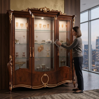 Showcase 3-door cabinet display living room cabinets design cabinet furniture glass new