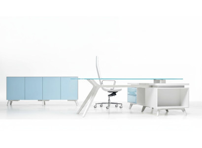 Modern sideboard blue cabinet filing cabinet office glass Frezza new