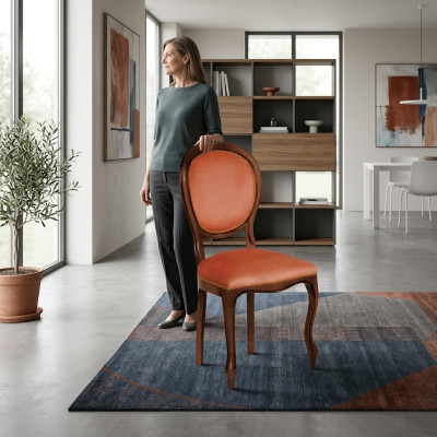 Chair Brown Design Living Room Dining Room Wood Chairs Upholstery Armchair Furniture New