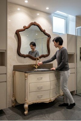 Design bath bathroom furniture 2-piece set suite cabinet sink lighting