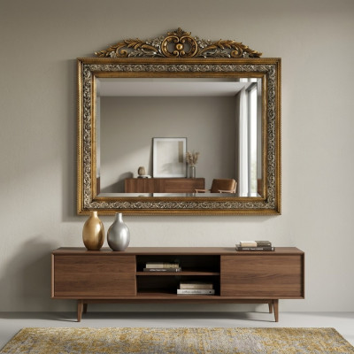 Classic Designer Mirror Wall Mirror Square Baroque Gold Model BV1579O