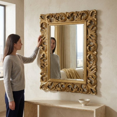 Classic Designer Real Wood Frame XXL Mirror 105x85.5 Mirror Model 1577