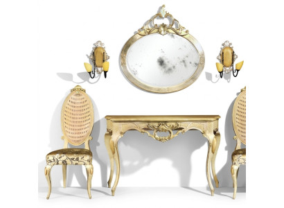 Console table dresser with mirror luxury class furniture set modern style 2-piece. New