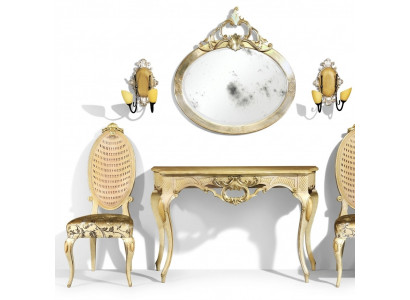 Console table dresser with mirror luxury class furniture set modern style 2-piece. New