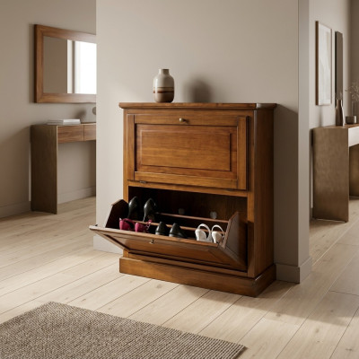 Shoe cabinet 2 compartment sideboard solid wood furniture cabinet shoe shelf shelves new