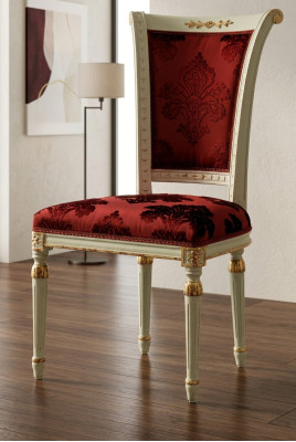 Luxury Chair Red Armchair Dining Room Designer Wood Furniture White Chair without Armrest