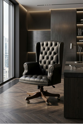 Classic swivel chair on wheels, office chair for the boss, Italian new.