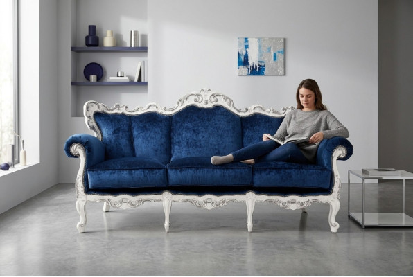 Textile sofa couch upholstery sofa 3-seater couches sofas Art Deco three-seater new