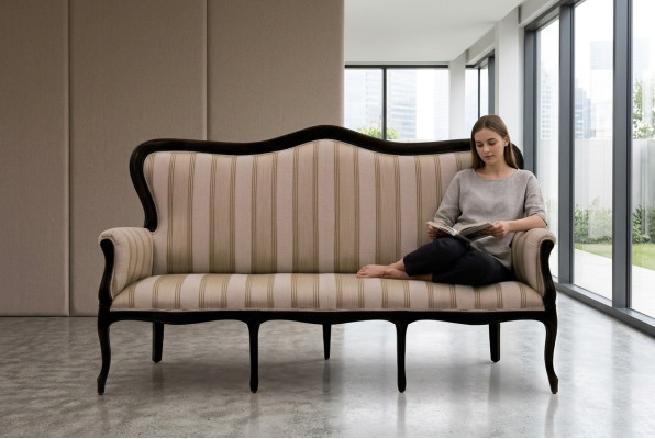 Design three-seater couch upholstered sofa Art Deco 3-seater sofas room furniture brown seat