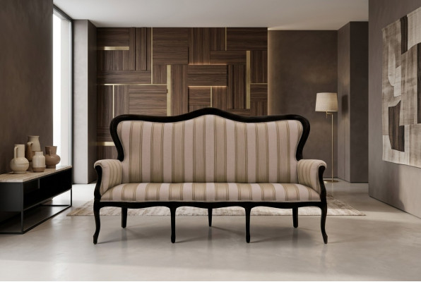 Design three-seater couch upholstered sofa Art Deco 3-seater sofas room furniture brown seat