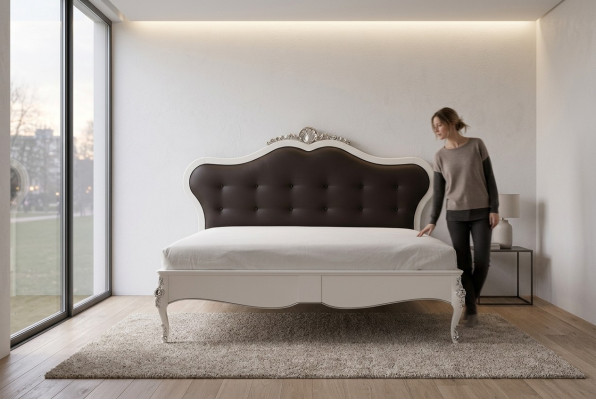 Bedroom design luxury bed 180x200 textile double bed frame beige beds new