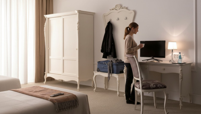 Classic Bedroom Complete Set Stool Desk Wardrobe 5-piece.